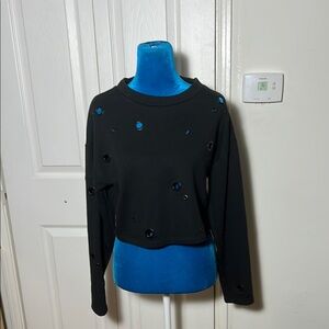 Alo Yoga Black Cropped Sweatshirt Small